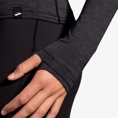  Brooks Luxe Long Sleeve Kadın Siyah Koşu Sweatshirt