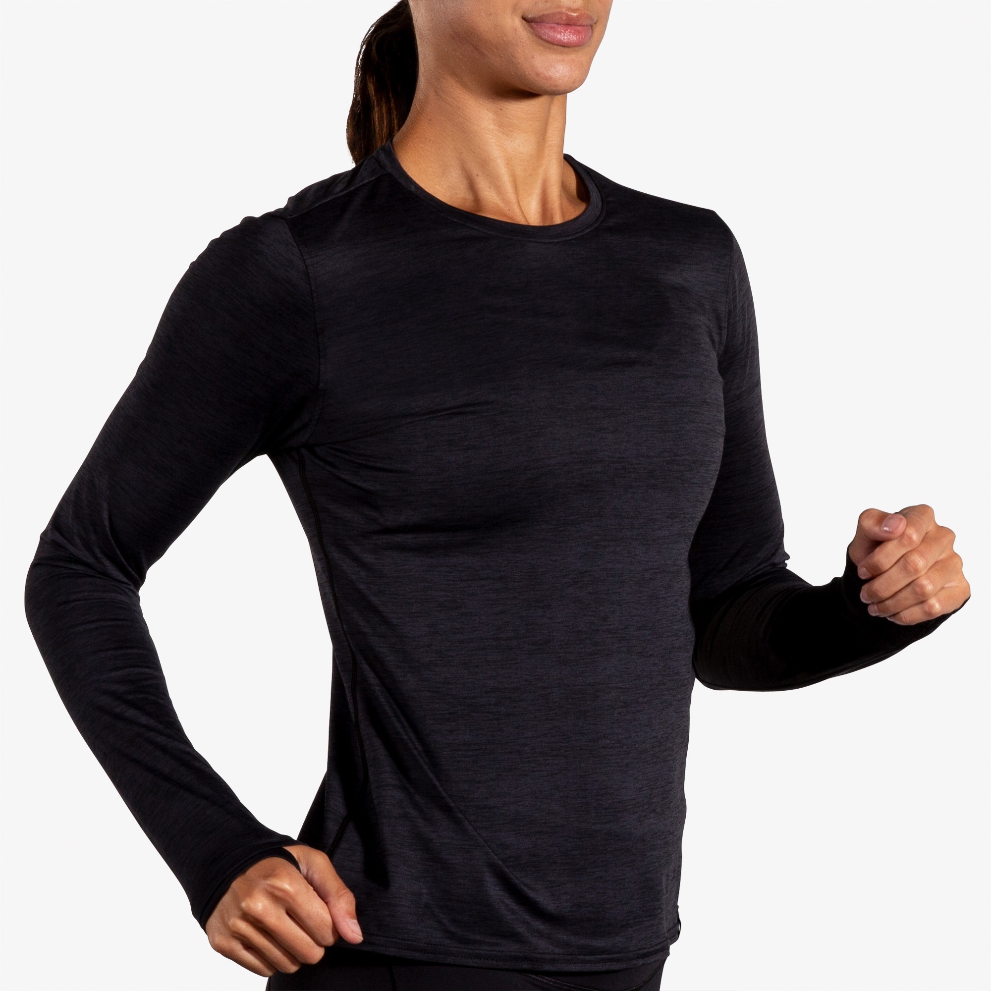 Brooks Luxe Long Sleeve Kadın Siyah Koşu Sweatshirt