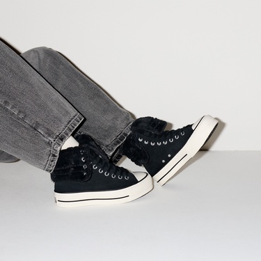  Converse Chuck Taylor All Star Fold Over Lift Kadın Siyah Sneaker