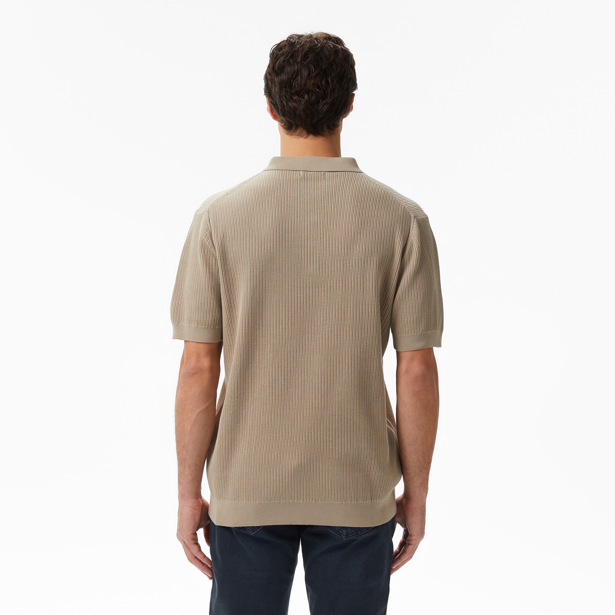 Nautica Erkek Bej Regular Fit Kısa Kollu Triko