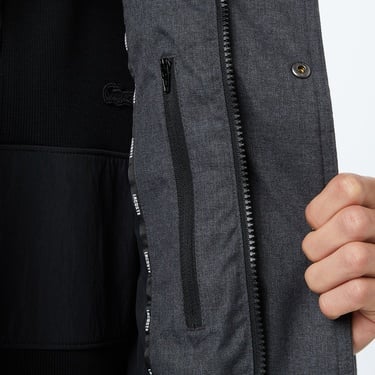  Erkek Relaxed Fit Kapüşonlu Siyah Mont