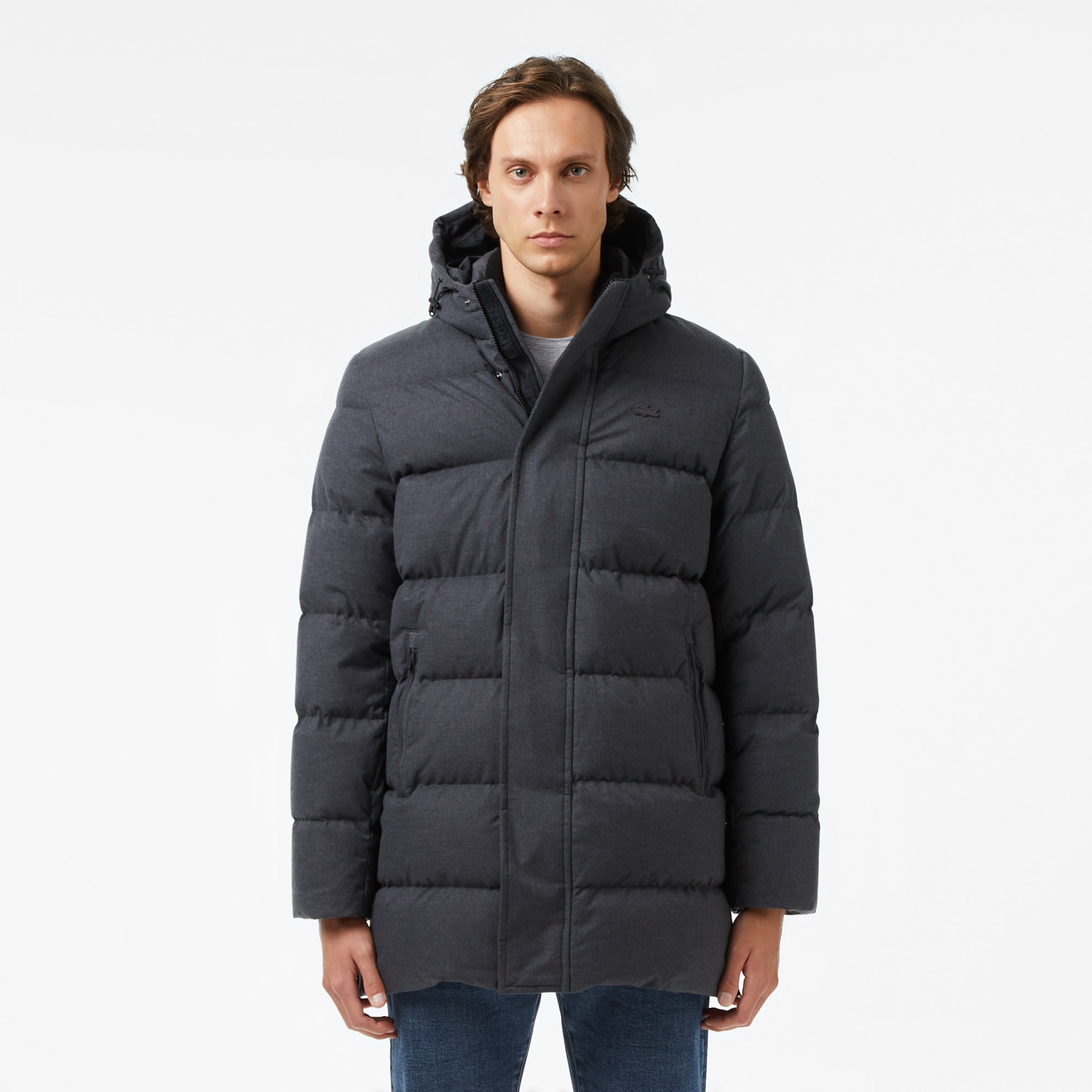 Erkek Relaxed Fit Kapüşonlu Siyah Mont