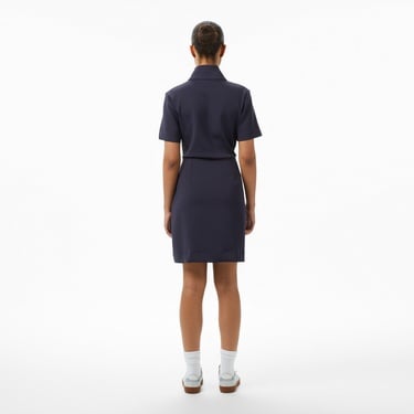  Lacoste Kadın Classic Fit Kısa Kollu Dik Yaka Koyu Mavi Elbise