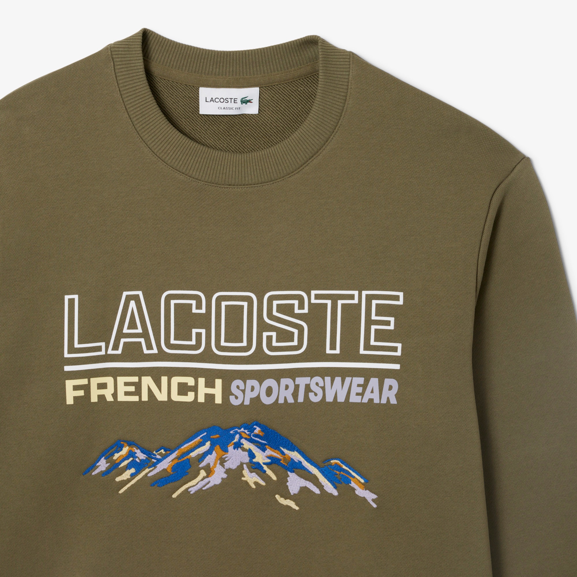 Lacoste Erkek Classic Fit Bisiklet Yaka Baskılı Haki Sweatshirt