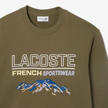  Lacoste Erkek Classic Fit Bisiklet Yaka Baskılı Haki Sweatshirt