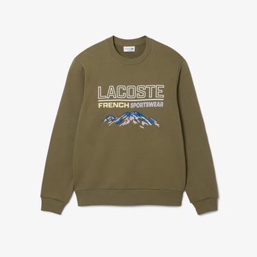  Lacoste Erkek Classic Fit Bisiklet Yaka Baskılı Haki Sweatshirt