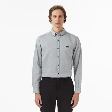  Lacoste Erkek Regular Fit Düğmeli Yaka Gri Gömlek