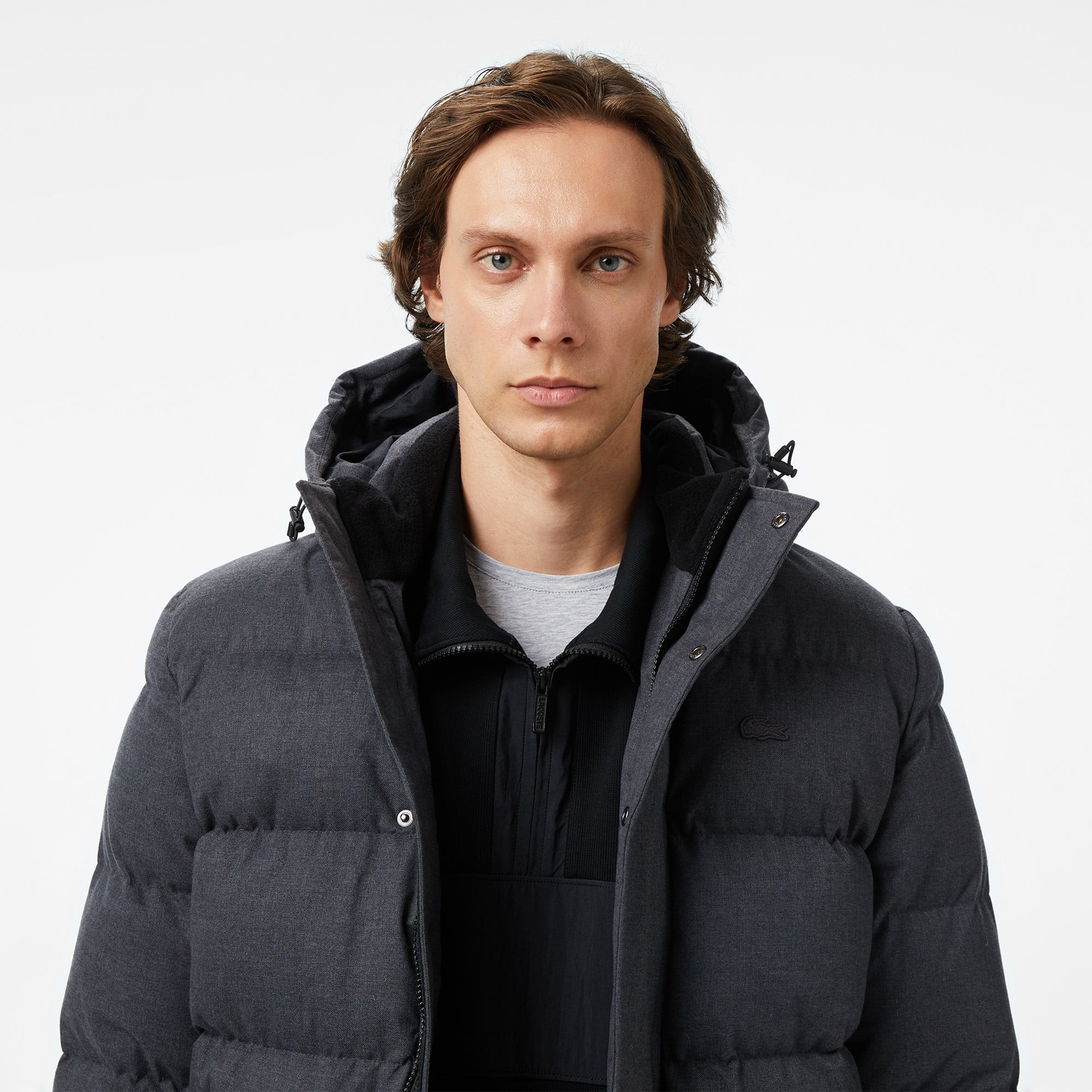 Erkek Relaxed Fit Kapüşonlu Siyah Mont