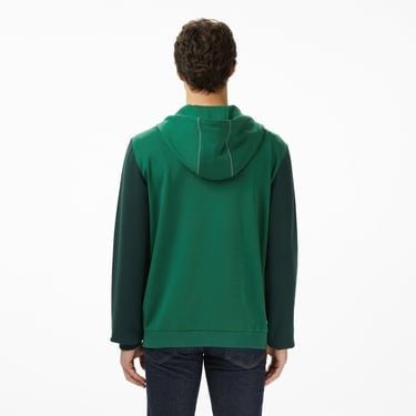  Lacoste Erkek Slim Fit Kapüşonlu Renk Bloklu Yeşil Sweatshirt