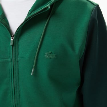 Lacoste Erkek Slim Fit Kapüşonlu Renk Bloklu Yeşil Sweatshirt