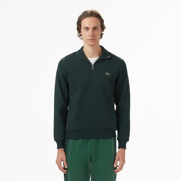  Lacoste Erkek Classic Fit Yarım Fermuarlı Yeşil Sweatshirt