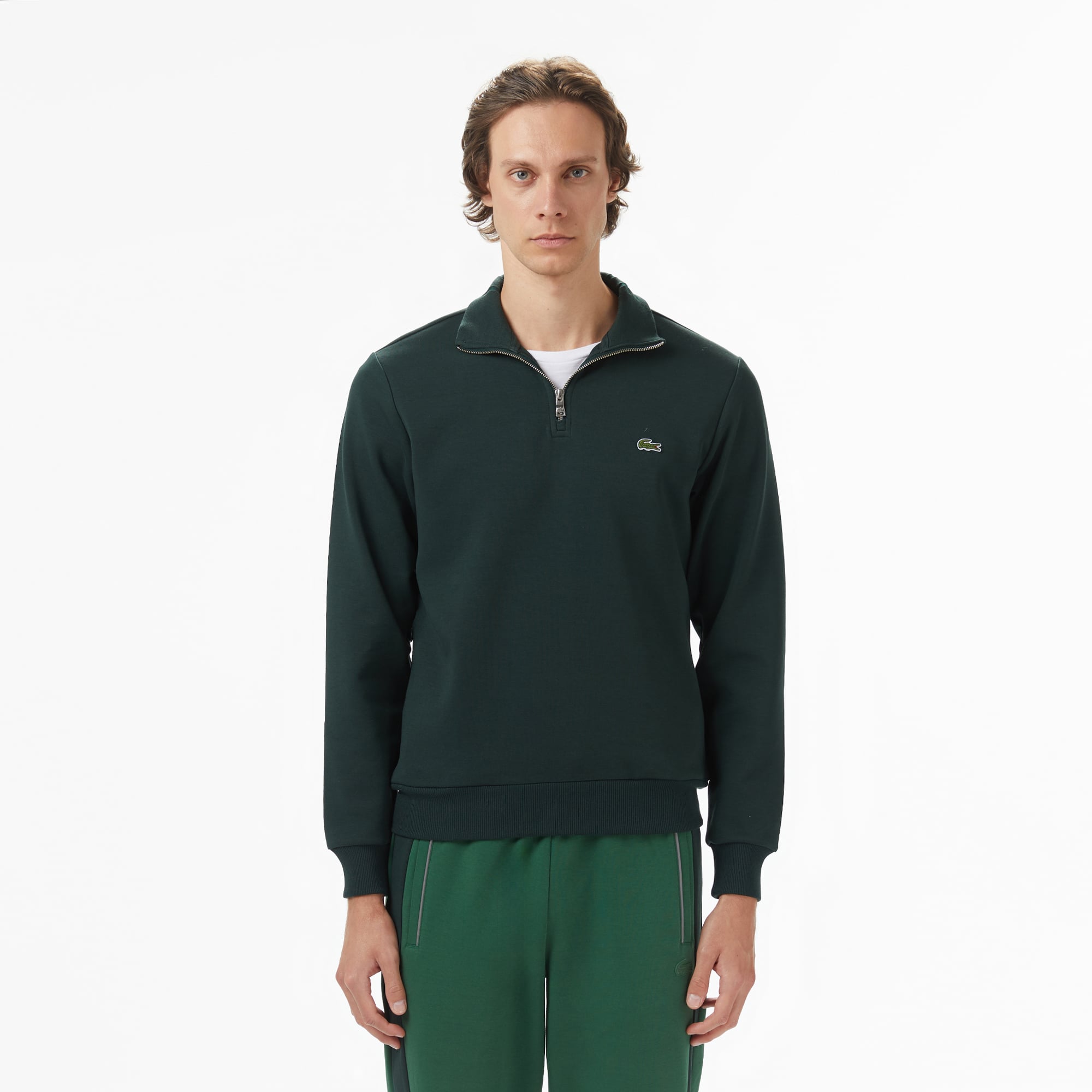  Lacoste Erkek Classic Fit Yarım Fermuarlı Yeşil Sweatshirt