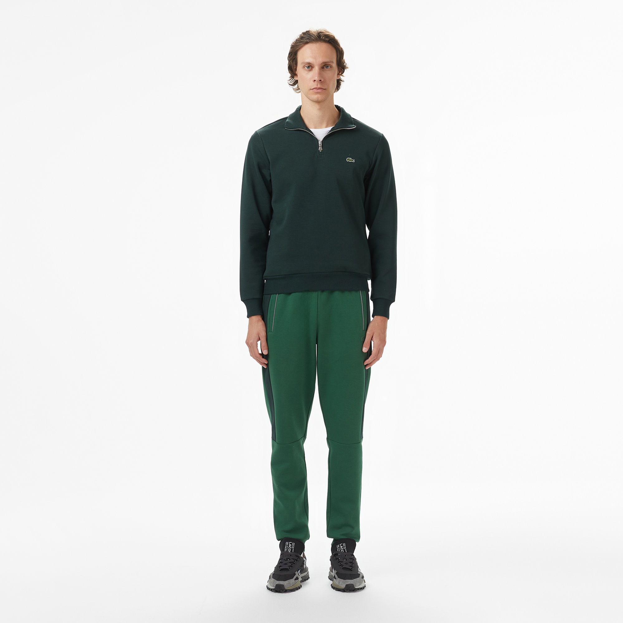 Lacoste Erkek Classic Fit Yarım Fermuarlı Yeşil Sweatshirt