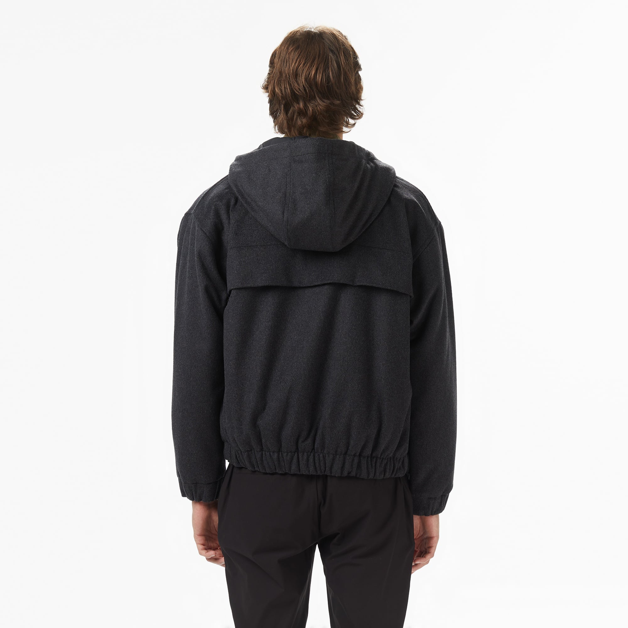 Erkek Kapüşonlu Koyu Gri Mont