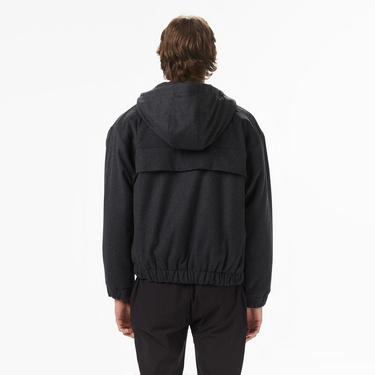  Erkek Kapüşonlu Koyu Gri Mont