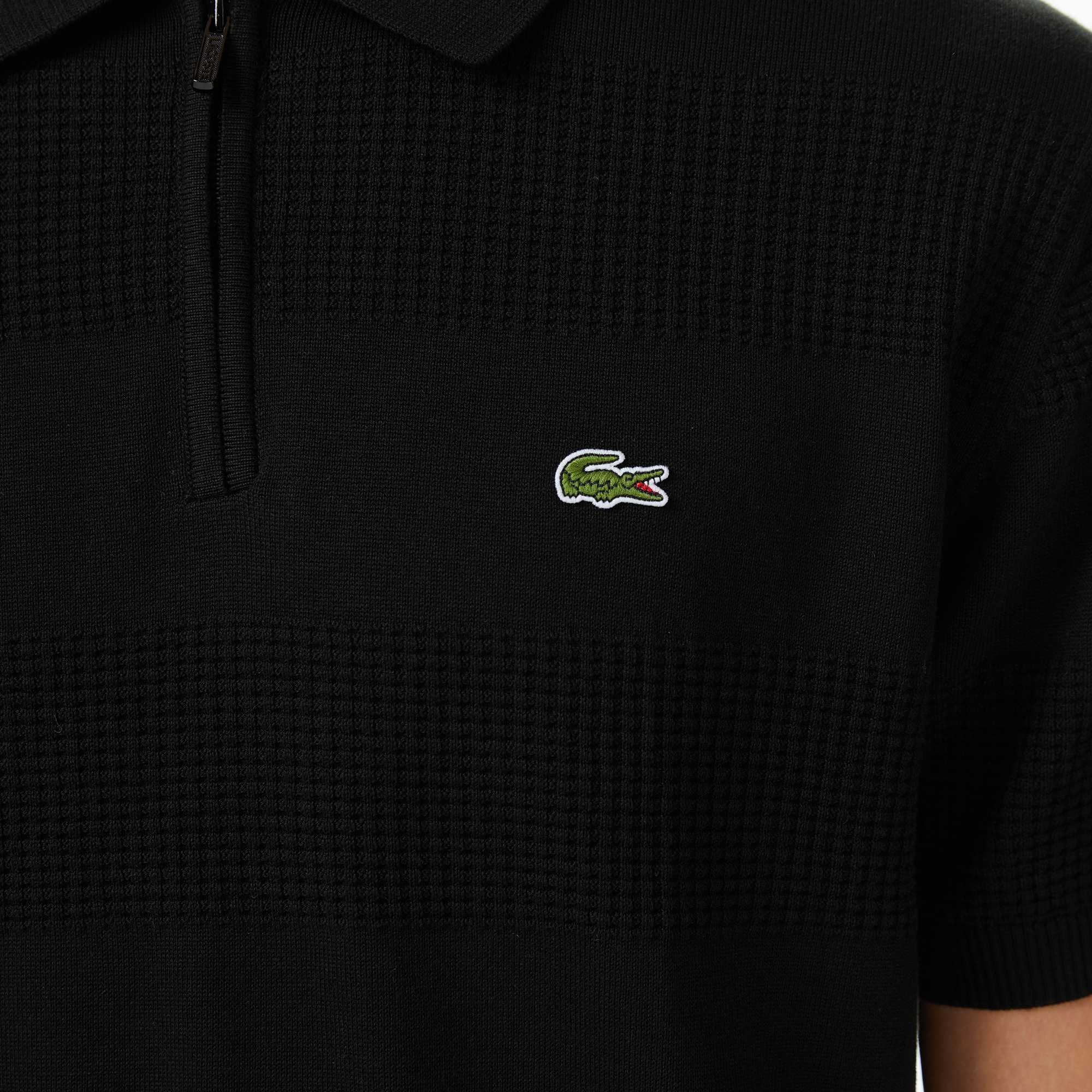 Lacoste Erkek Classic Fit Kısa Kollu Polo Yaka Çizgili Siyah Triko