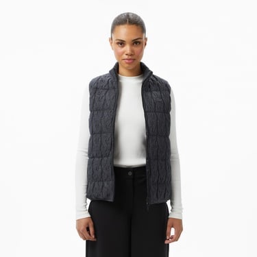  Lacoste Kadın Regular Fit Dik Yaka Kapitone Koyu Gri Yelek