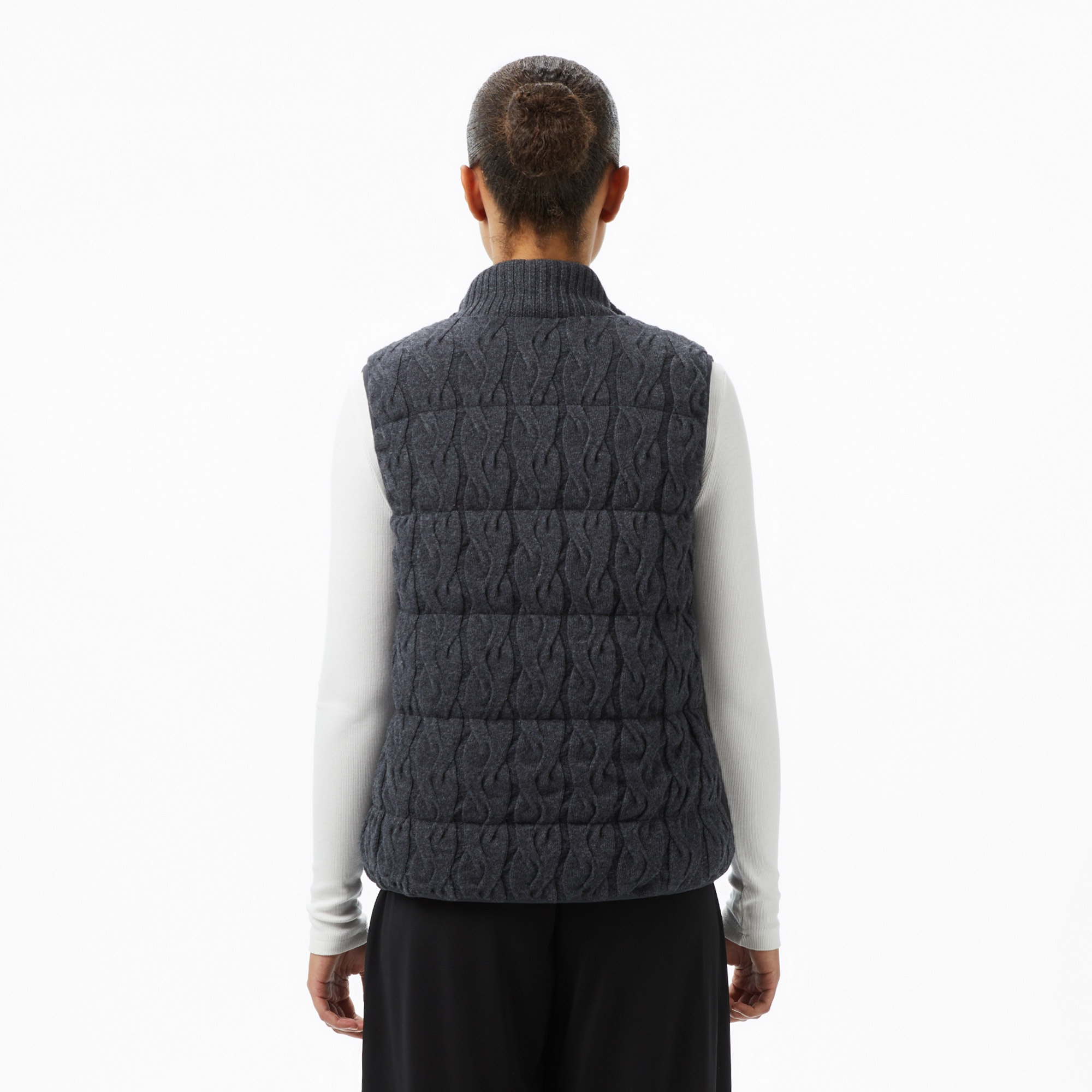 Lacoste Kadın Regular Fit Dik Yaka Kapitone Koyu Gri Yelek