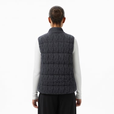  Lacoste Kadın Regular Fit Dik Yaka Kapitone Koyu Gri Yelek