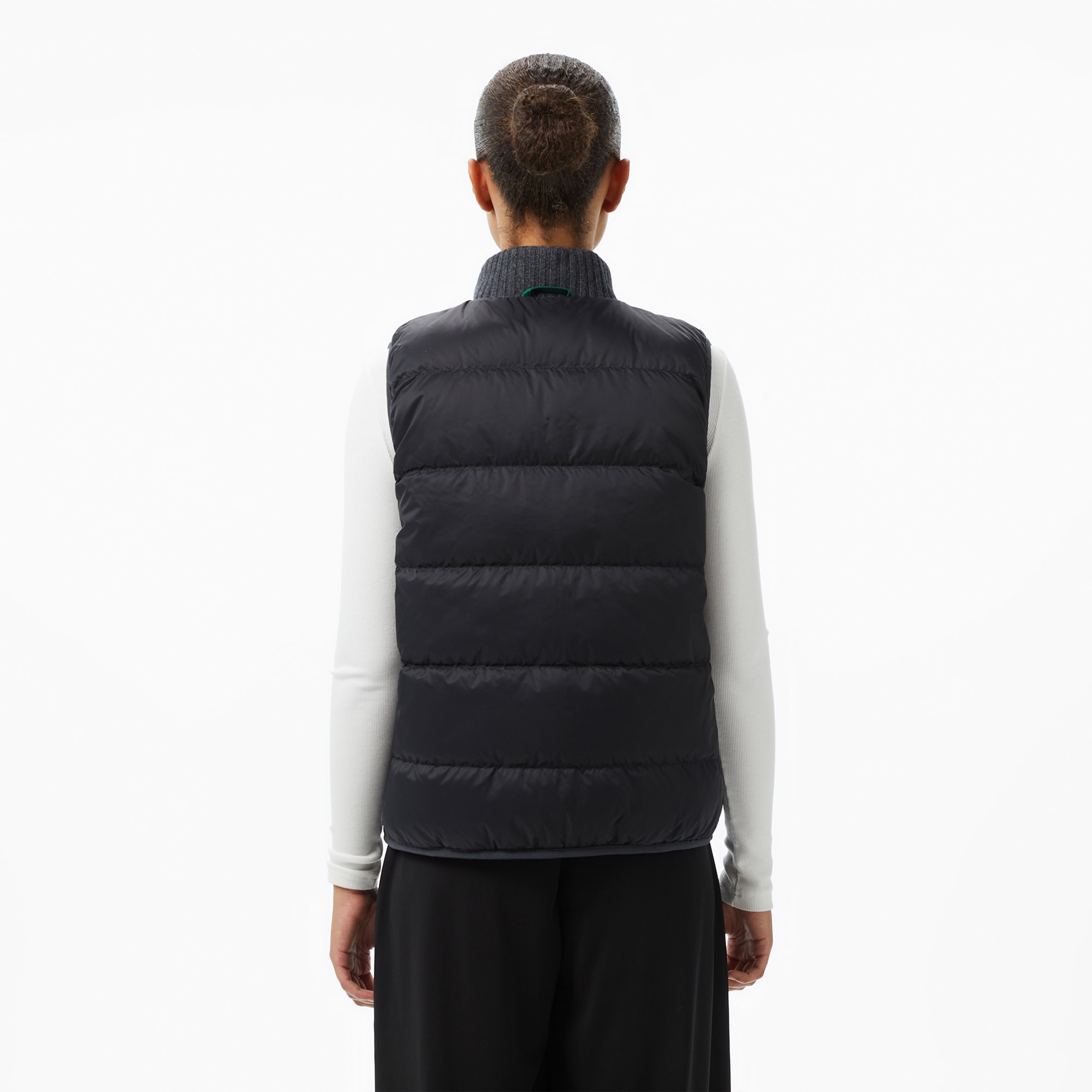 Lacoste Kadın Regular Fit Dik Yaka Kapitone Koyu Gri Yelek