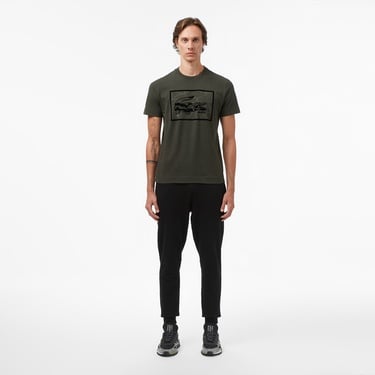 Lacoste Erkek Regular Fit Bisiklet Yaka Baskılı Haki T-Shirt