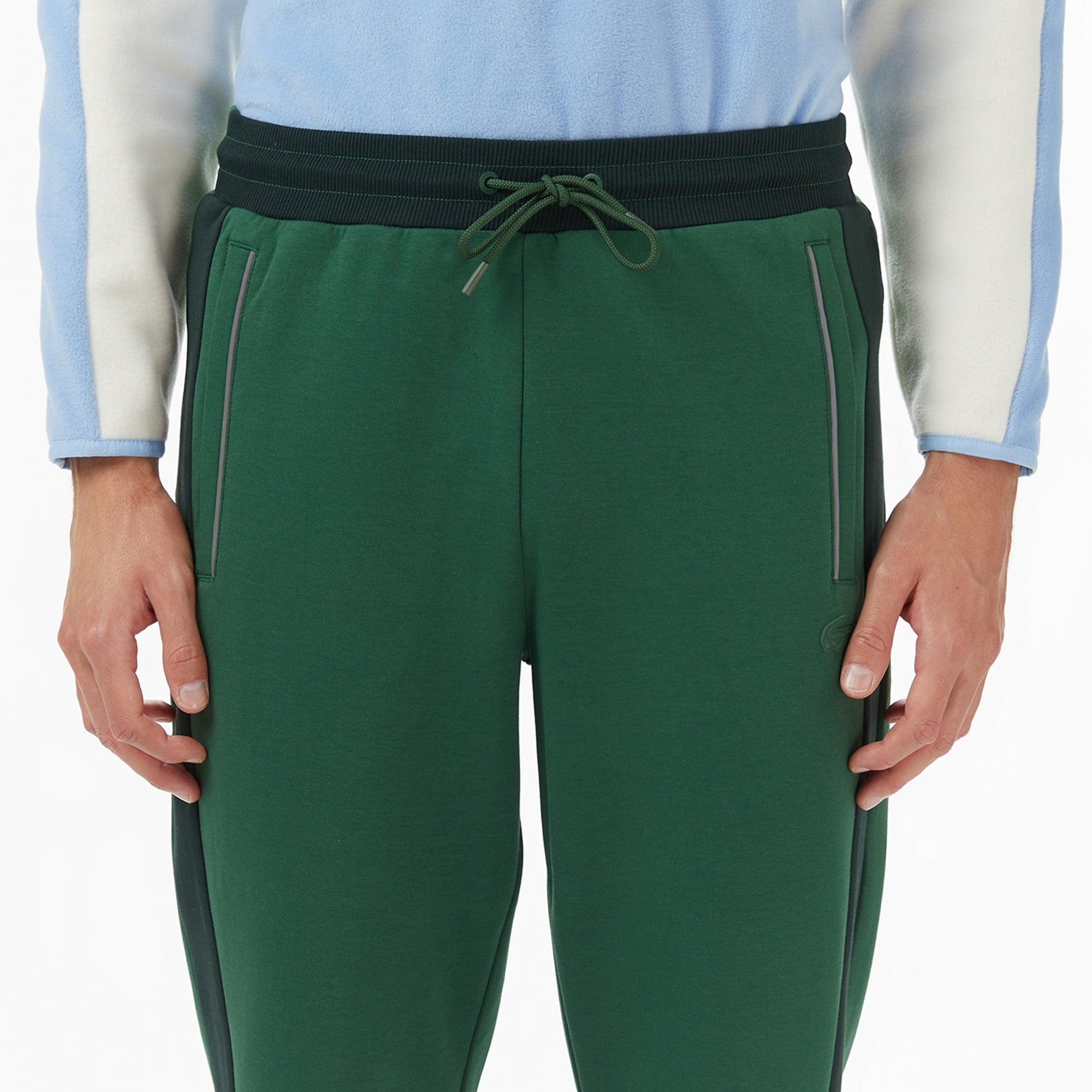 Erkek Slim Fit Renk Bloklu Yeşil Eşofman Altı