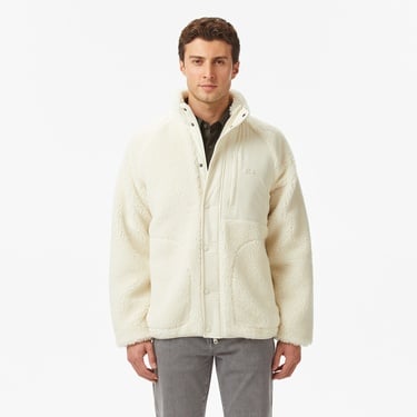  Lacoste Erkek Dik Yaka Renk Bloklu Beyaz Ceket