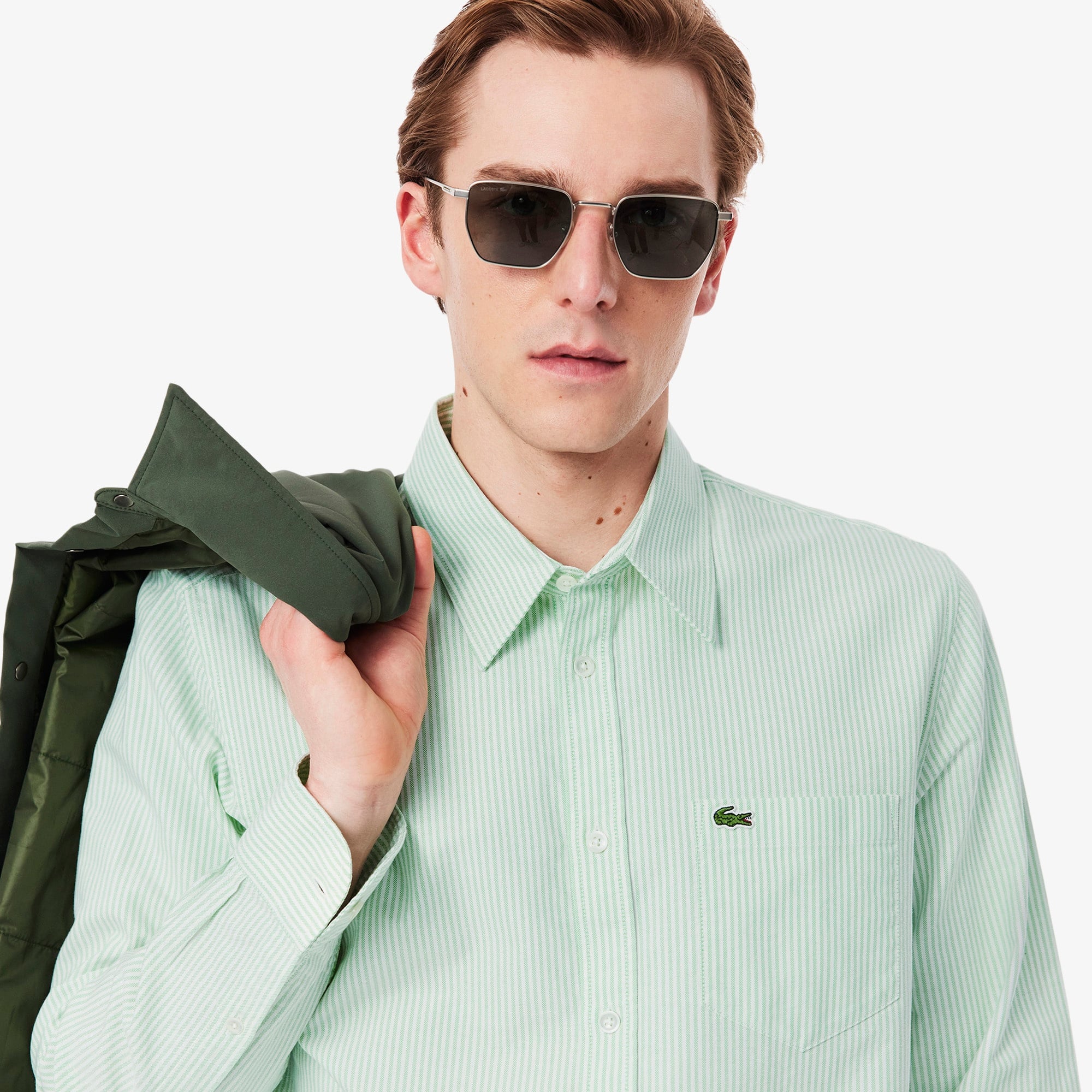 Lacoste Erkek Regular Fit Çizgili Yeşil Gömlek