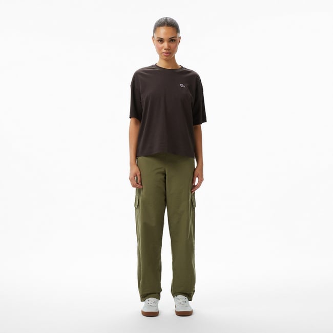  Lacoste Kadın Oversize Fit Haki Pantolon