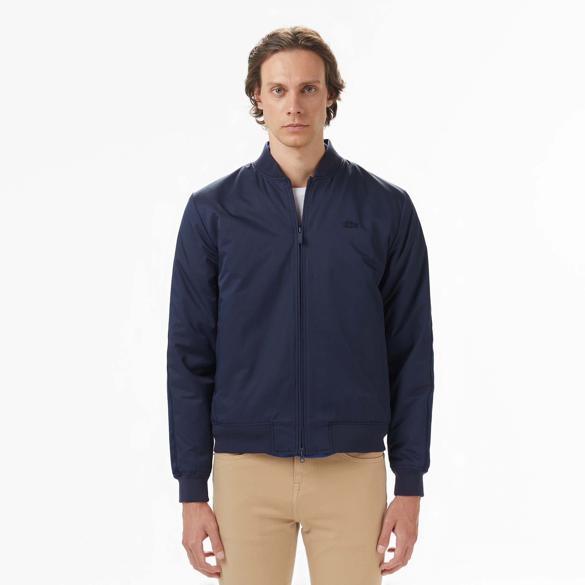 Erkek Dik Yaka Lacivert Bomber Ceket