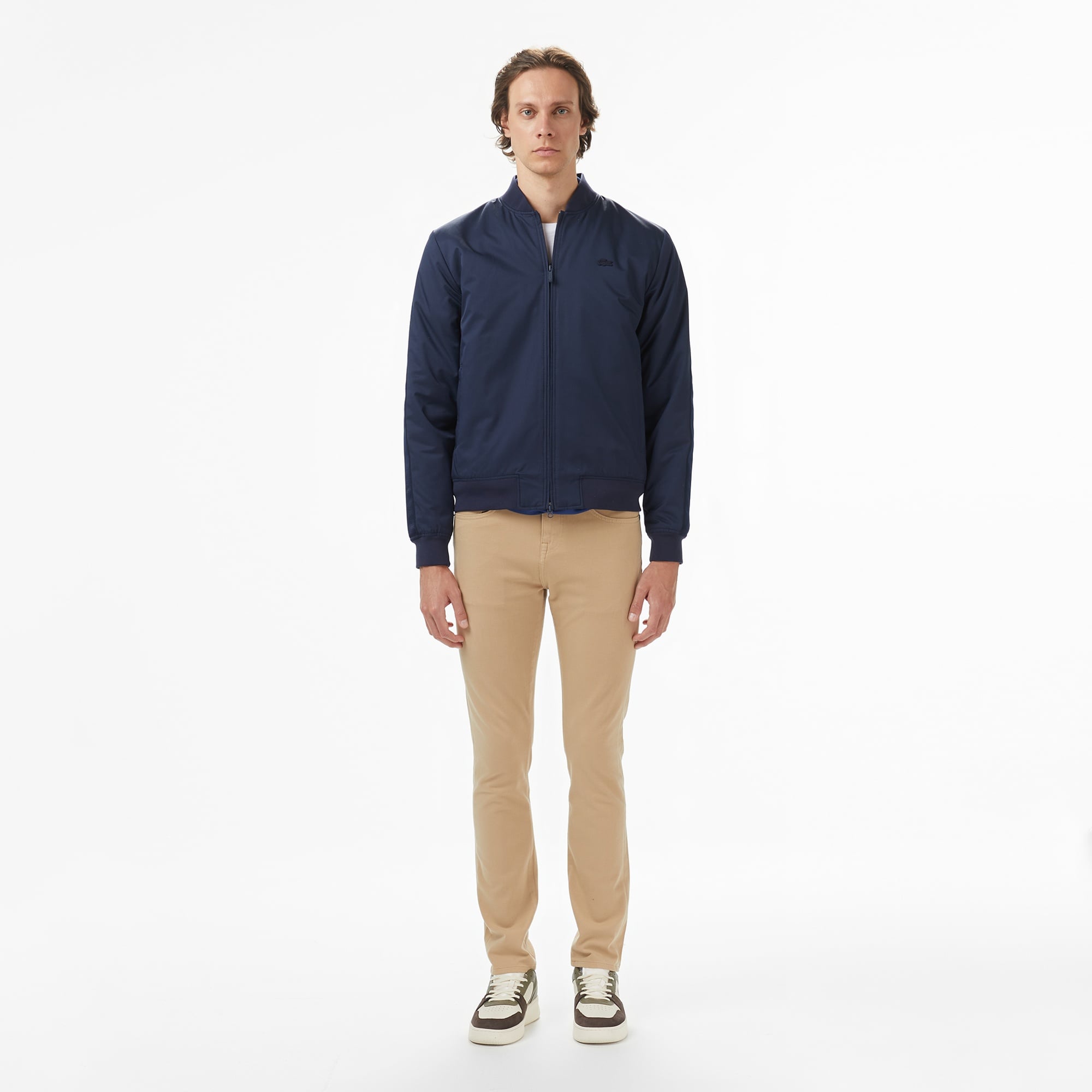 Erkek Dik Yaka Lacivert Bomber Ceket