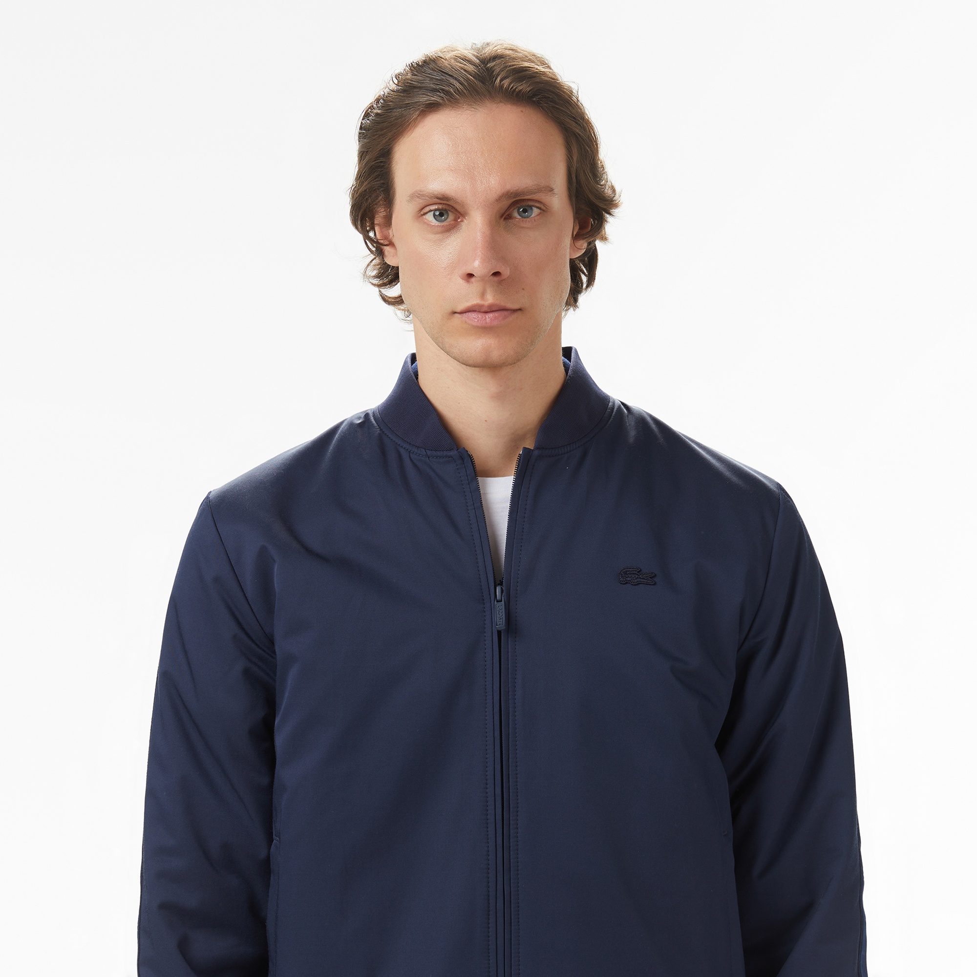 Erkek Dik Yaka Lacivert Bomber Ceket