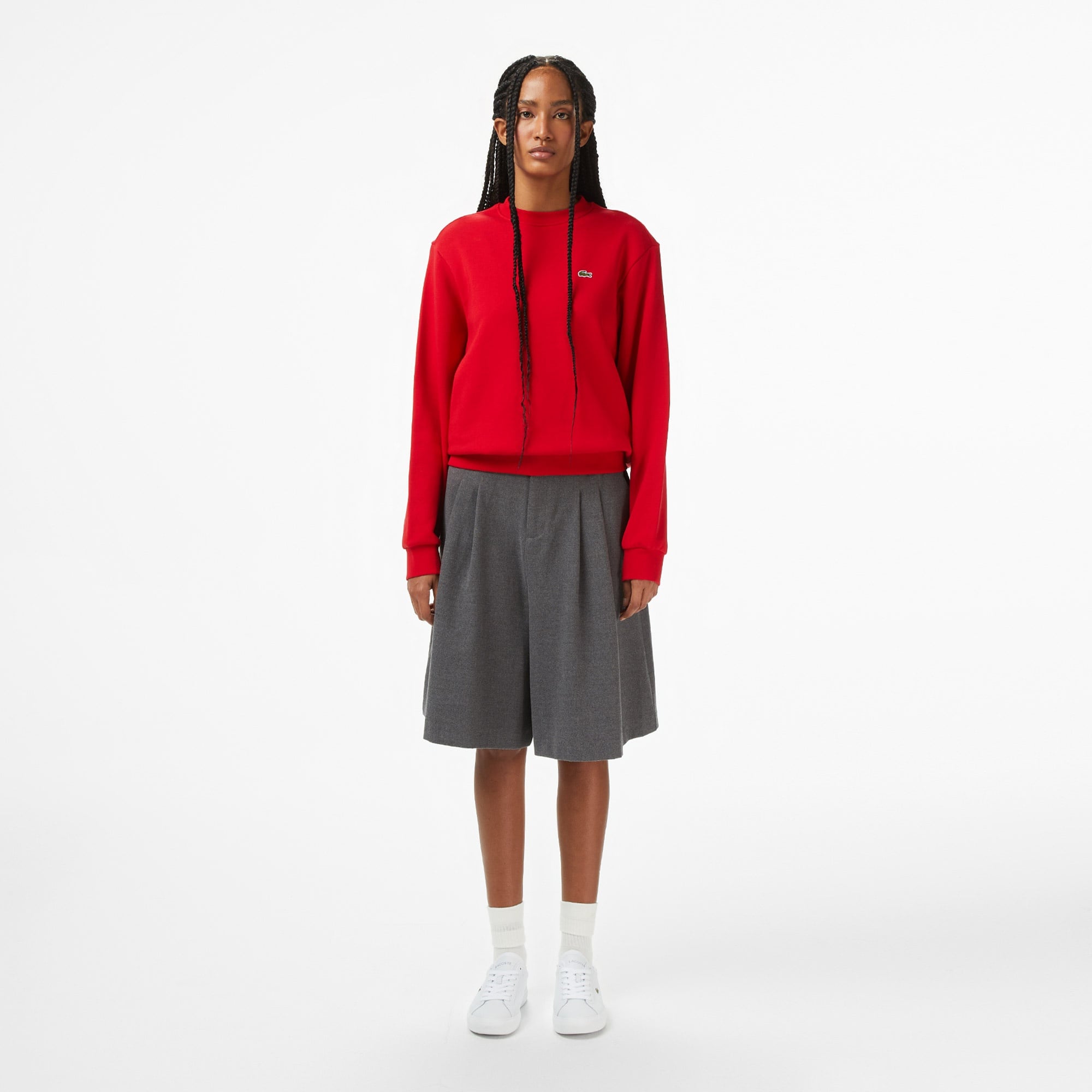 Lacoste Kadın Relaxed Fit Bisiklet Yaka Kırmızı Sweatshirt