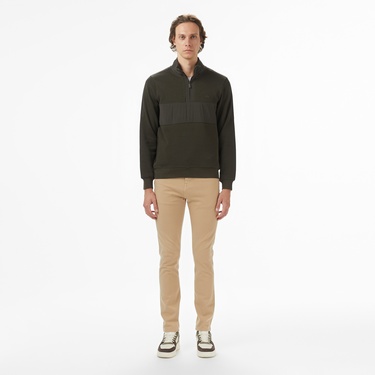  Lacoste Erkek Classic Fit Yarım Fermuarlı Haki Sweatshirt