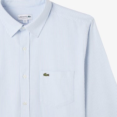  Lacoste Erkek Regular Fit Çizgili Açık Mavi Gömlek