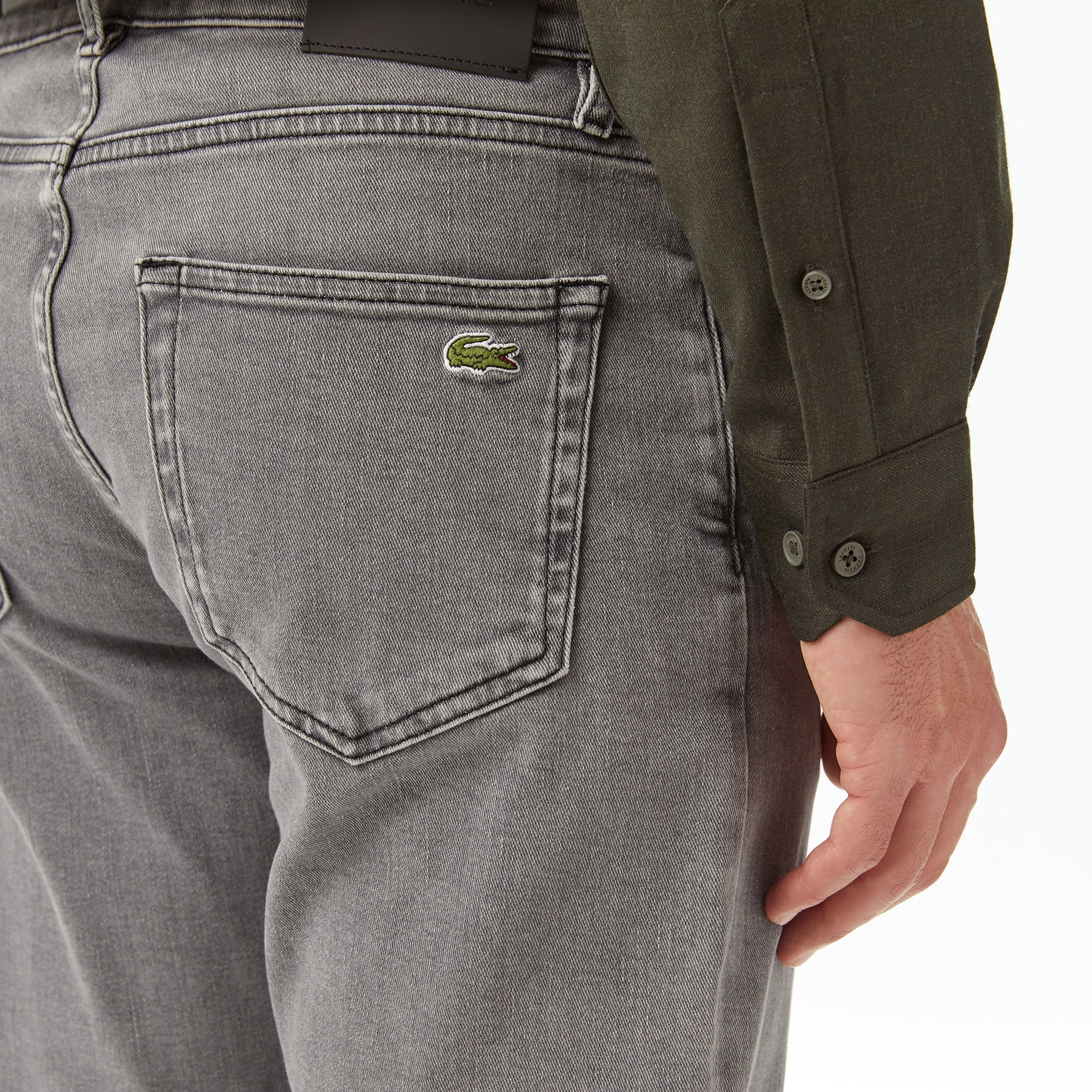 Lacoste Erkek Regular Fit Gri Jean Pantolon