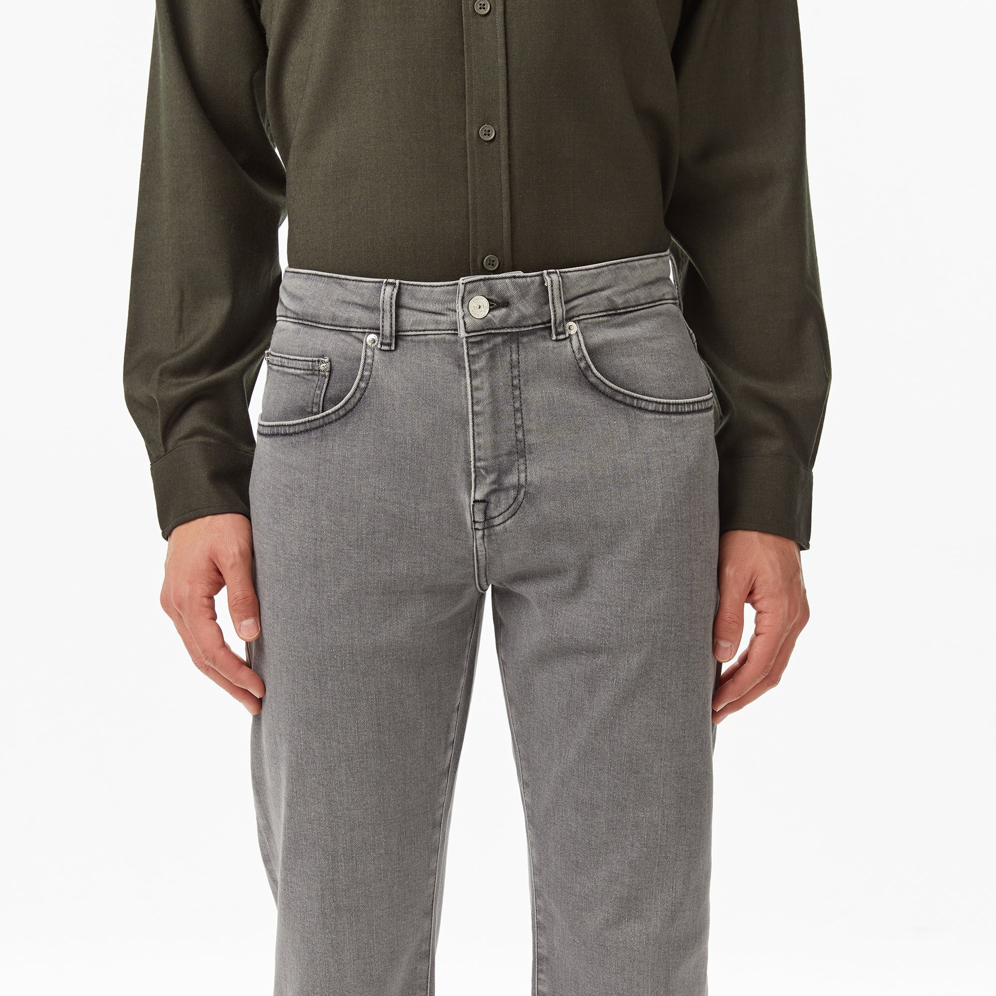 Lacoste Erkek Regular Fit Gri Jean Pantolon