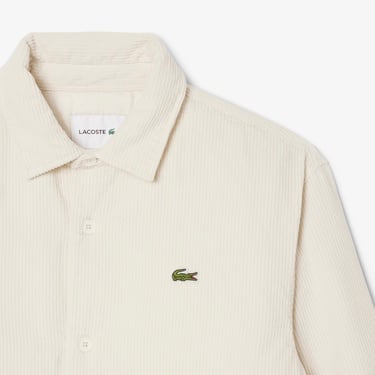  Lacoste Erkek Relaxed Fit Kadife Krem Dış Gömlek