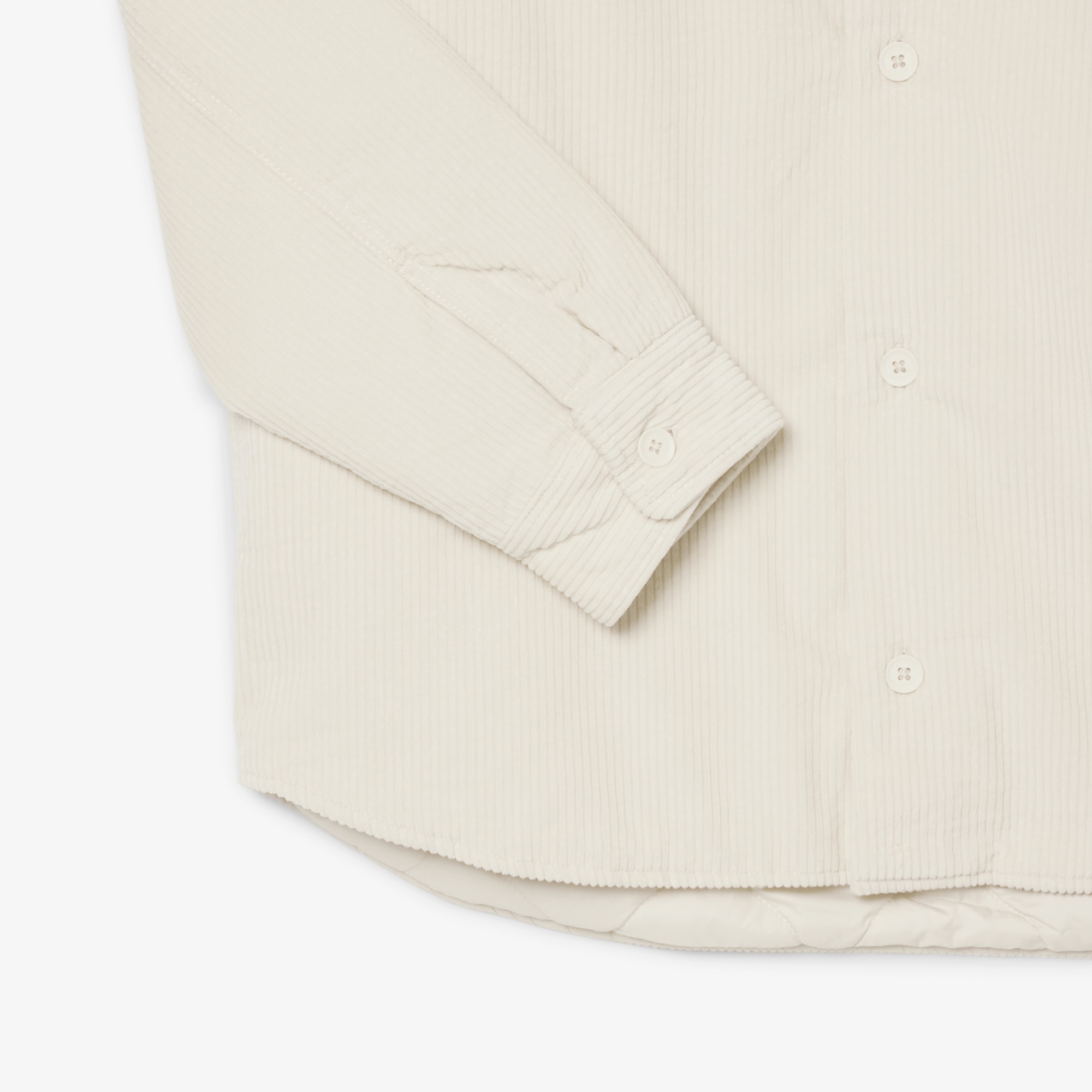 Lacoste Erkek Relaxed Fit Kadife Krem Dış Gömlek