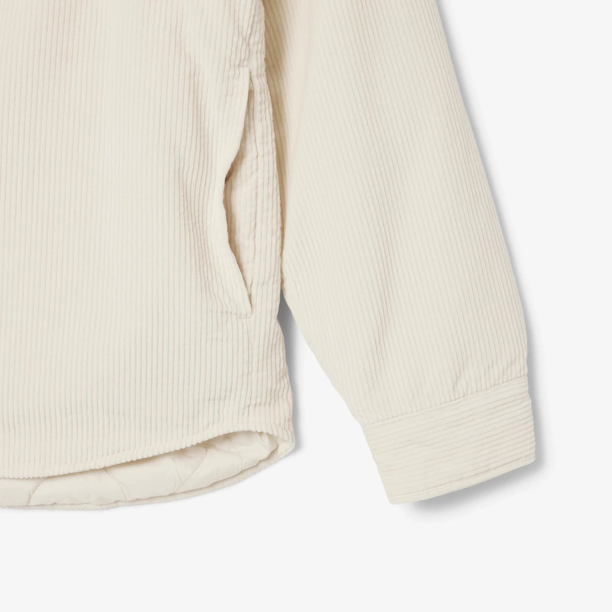 Lacoste Erkek Relaxed Fit Kadife Krem Dış Gömlek