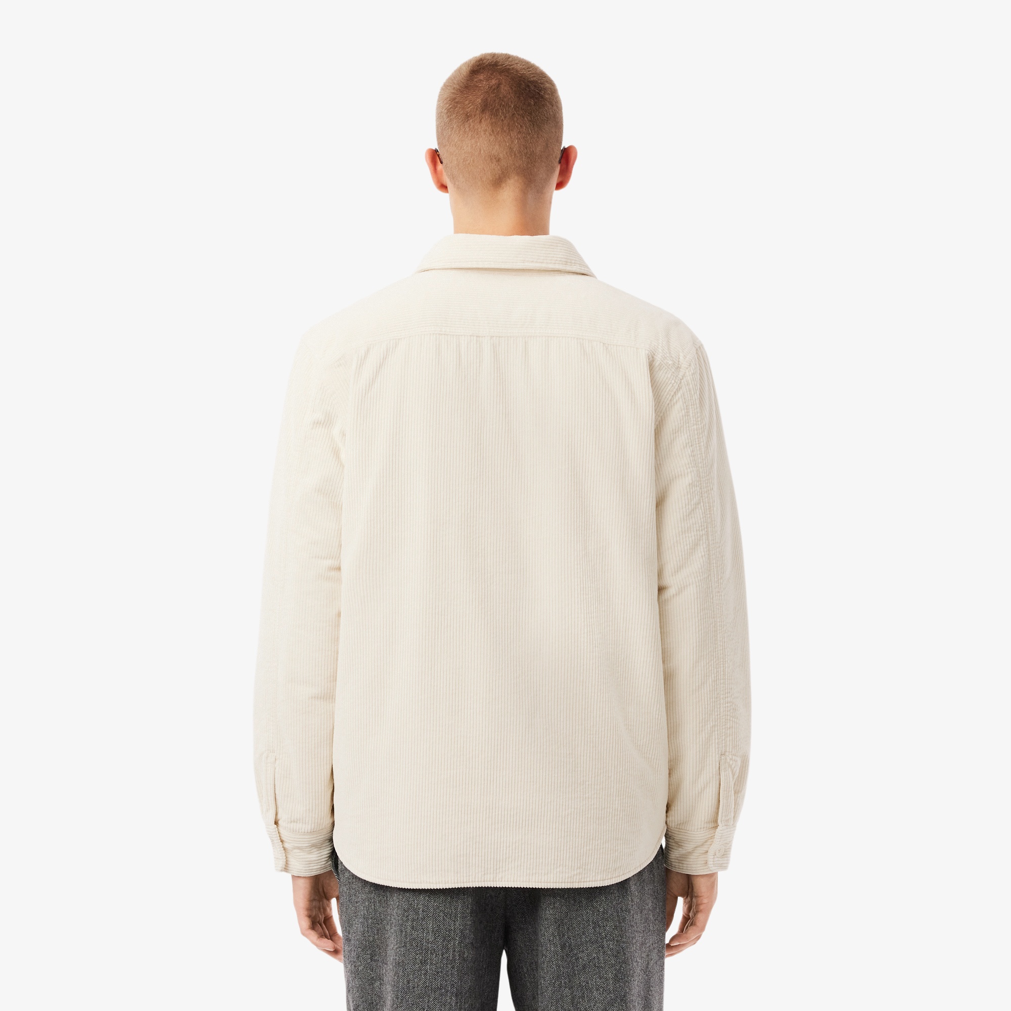 Lacoste Erkek Relaxed Fit Kadife Krem Dış Gömlek