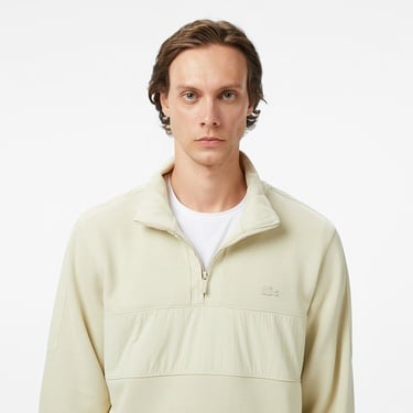  Lacoste Erkek Classic Fit Yarım Fermuarlı Bej Sweatshirt