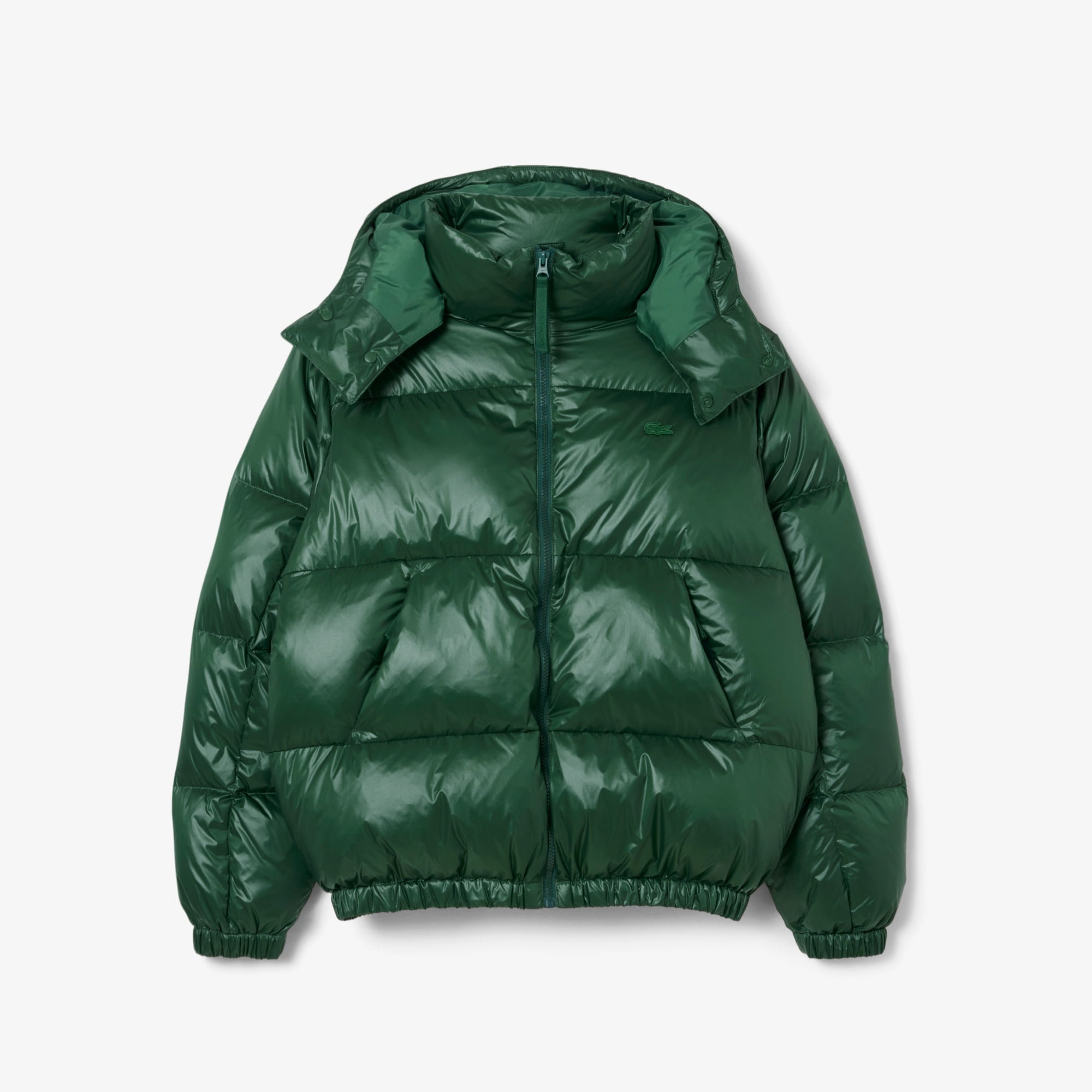 Erkek Relaxed Fit Kapüşonlu Yeşil Mont