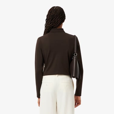  Lacoste Kadın Regular Fit Uzun Kollu Kahverengi Polo