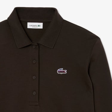  Lacoste Kadın Regular Fit Uzun Kollu Kahverengi Polo