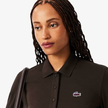  Lacoste Kadın Regular Fit Uzun Kollu Kahverengi Polo