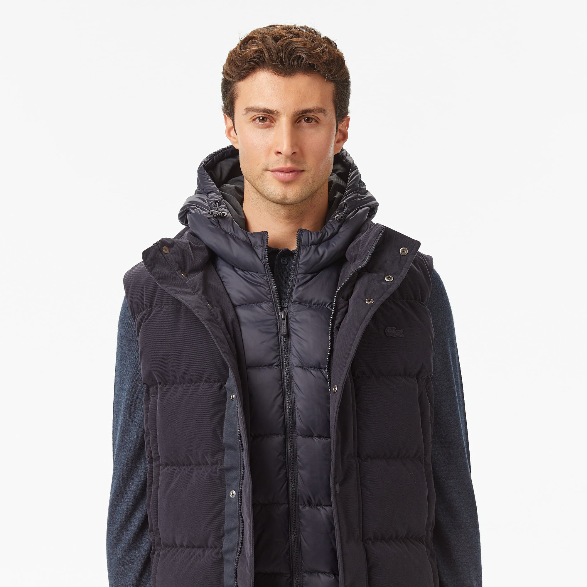 Erkek Kapüşonlu Lacivert Yelek