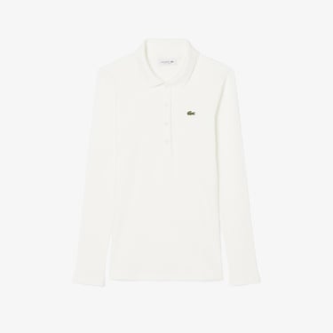  Lacoste L.12.D Kadın Slim Fit Uzun Kollu Beyaz Polo