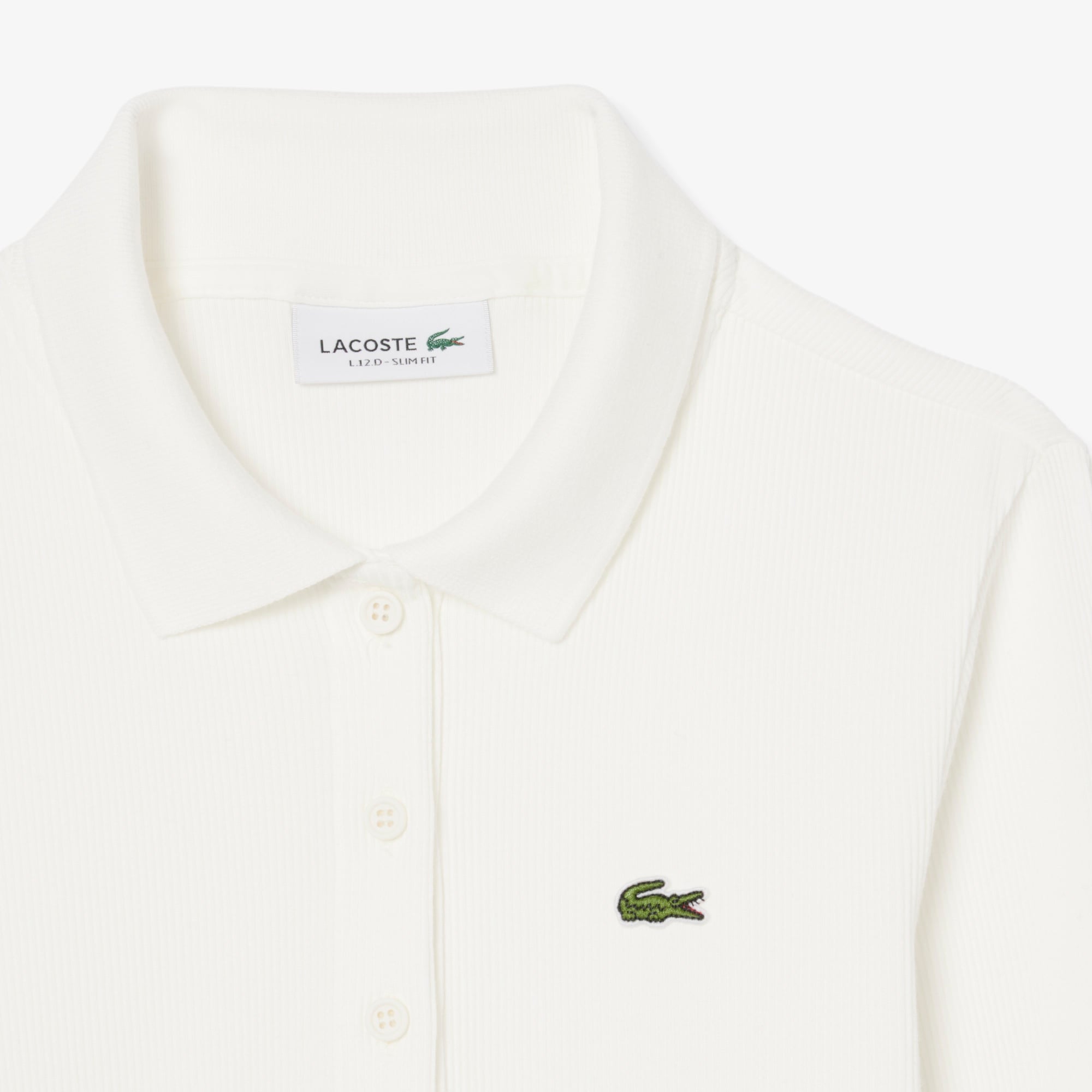 Lacoste L.12.D Kadın Slim Fit Uzun Kollu Beyaz Polo