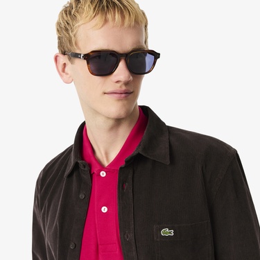  Lacoste Erkek Regular Fit Kadife Kahverengi Gömlek